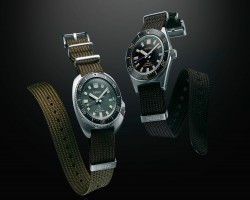 Two creations presented on a new type of fabric strap made especially for Prospex diver’s watches.